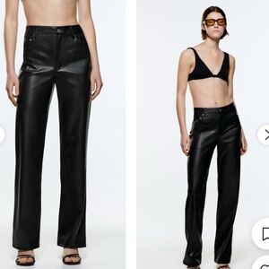 Zara Women's Black Leather Pants